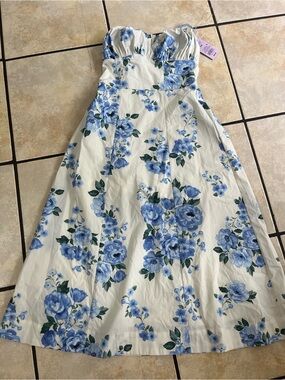 Target White Dress with Blue Floral Print